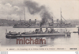 CPA  29 BREST Un Torpilleur Et Le Croiseur Montcalm Tres Bon état - Brest