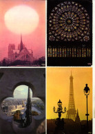 Vintage - 4 Belles C.P. D’Art - Paris : ‘’Notre-Dame’’ ‘’Tour Eiffel’’ - Années 70 - DG - Altri Monumenti, Edifici