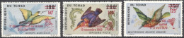 Tchad 1970, Bird, Kingfisher, Overp. Landing On The Moon, 3val - Albatro & Uccelli Marini