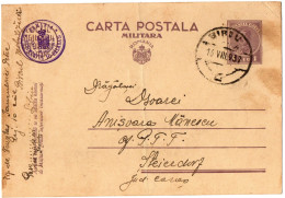 1,89 ROMANIA, 1937, MILITARY POSTAL STATIONERY - Postwaardestukken