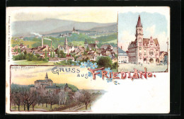 Lithographie Friedland / Frydlant, Schloss Und Rathaus  - Czech Republic