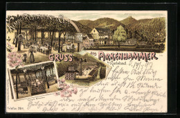 Lithographie Pirkenhammer B. Karlsbad, Restaurant & Cafe Kempf, Garten, Terrasse  - Czech Republic