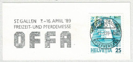 Schweiz / Helvetia 1989, Flaggenstempel OFFA St. Gallen, Freizeit- Und Pferdemesse - Other & Unclassified