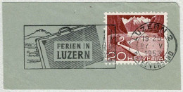 Schweiz / Helvetia 1953, Flaggenstempel Ferien Luzern, Vacances / Holidays, Koffer / Coffre / Suitcase - Sonstige & Ohne Zuordnung