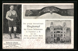 AK Frankfurt A. M., Ringkampf Im Circus Schumann, Ringkämpfer Heinrich Eberle  - Worstelen