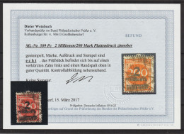 MiNr. 309 Pc Gestempelt, Befund Weinbuch BPP (0415) - Used Stamps