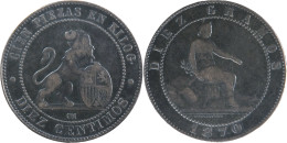 ESPAGNE - 1870 - DIEZ CENTIMOS - Gouvernement Provisoire - 20-006 - First Minting