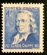 1944 FRANCE N 619 - CLAUDE CHAPPE 1763-1805 - NEUF** - Unused Stamps