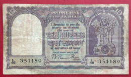 N°63 BILLET DE BANQUE 10 ROUPIES INDE 1949/1957 - Indien