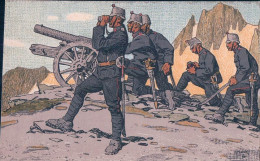 Guerre 14-18, Armée Suisse, Artillerie, Canon Et Soldat, Litho, Moos Illustrateur (191) - War 1914-18