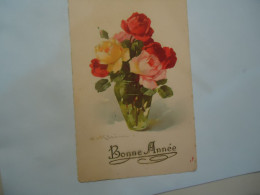 FRANCE POSTCARDS  FLOWERS  BONNE ANNEE - Other & Unclassified