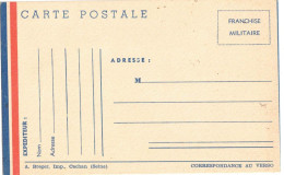 MILITARIA GUERRE 39/45 CARTE POSTALE CORRESPONDANCE MILITAIRE NEUVE AVEC BANDE TRICOLORE - FRANCHISE MILITAIRE - WW II