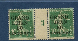 GRAND LIBAN 3 SEMEUSE PAIRE MILL 3 LUXE NEUF SANS CHARNIERE "S" DE CENTIEMES SURELEVE - Unused Stamps