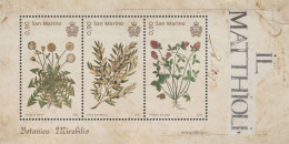 San Marino 2023 Botanica Mirabilis Flowers Set Of 3 Stamps In Block MNH - Hojas Bloque