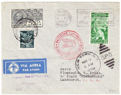 Mischfrankatur Vatican 4.5.1936 Und Italien Roma, Zeppelin-Brief Nach Lakehurst - Airmail