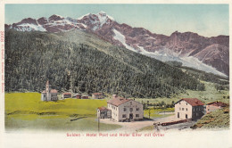 SULDEN-SOLDA-BOZEN-BOLZANO-HOTEL POST UND HOTEL HELLER MIT ORTLER-CARTOLINA NON VIAGGIATA 1900-1904-RETRO INDIVISO - Bolzano (Bozen)
