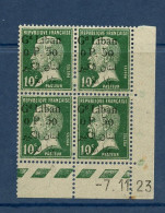 GRAND LIBAN 39 PASTEUR BLOC DE 4 COIN DATE 7 11 23 NEUF SANS CHARNIERE VERSO ROUSSEUR - Unused Stamps