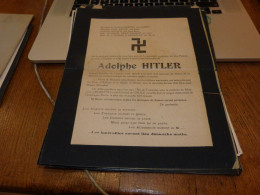 Lettre Décès  Satirique Propagande Anti Allemande WW2 Adof Hitler Goering Himmler Degrelle - Obituary Notices