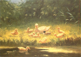 Animaux - Oiseaux - Art - Dessin - Peinture - Canards Et Canetons - Ducklings By The River's Edge By Constant Artz, 1837 - Birds