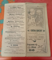 Programme Cinéma Concert Pierrot Blanc Palace Colombes (Hauts De Seine) Films Muets Concert Music Hall Avant 1914 - Programas