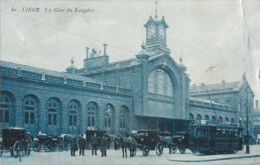 LIEGE : La Gare Du Longdoz. Pli En Haut à Droite. Fiacres Et Tram,belle Animation. - Liege