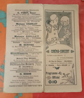 Programme Cinéma Concert Pierrot Blanc Palace Colombes (Hauts De Seine) Films Muets Concert Music Hall Avant 1914 - Programme