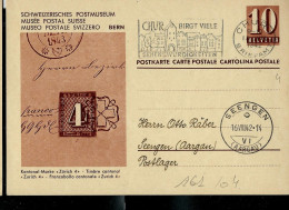 Carte Illustrée Neuve N° 161. Vue: 04 : Timbre Cantonal " Zurich 4 " - Obl. CHUR  15/08/1942 - Postwaardestukken
