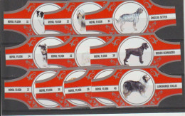 Reeks 2433  Honden      1-10      ,10   Stuks Compleet      , Sigarenbanden Vitolas , Etiquette - Bauchbinden (Zigarrenringe)