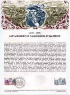 - Document Premier Jour LE RATTACHEMENT DE VALENCIENNES ET MAUBEUGE 1678-1978 - - Documents De La Poste