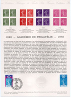 - Document Premier Jour L'ACADÉMIE DE PHILATÉLIE - Type SEMEUSE - PARIS 7.10.1978 - - Postdokumente