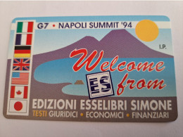 ITALIA LIRE 2000 /G7 NAPOLI SUMMIT '94 / WELCOME FROM ES/ FLAGS/  CARD / MINT    PREPAID   ** 16653** - Publiques Ordinaires