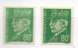 FRANCE N° 513 80C VERT TYPE HOURRIEZ 2 NUANCES DIFFERENTES NEUF SANS CHARNIERE - Unused Stamps