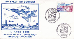 34e SALON DU BOURGET  - MIRAGE 2000 -  AVIONS MARCEL DASSAULT - BREGUET AVIATION - PREMIER JOUR 06 JUIN 1981 - 1960-.... Covers & Documents