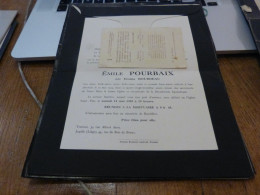 Lettre Décès  Emma Bourdeau Pourbaix Tournai   1955 - Obituary Notices