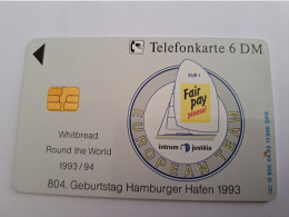 DUITSLAND/ GERMANY  CHIPCARD / JUSTITIA INTRUM/ WHEIBREAD RACE/ BOAT  /  O-800  111900 EX  / MINT CARD     **16655** - K-Serie : Serie Clienti