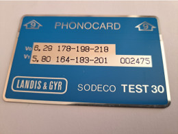 NETHERLANDS  / SODECO TEST 30/   TEST CARD /  LANDYS & GYR/ ARROW NO 9 /  NO SERIE NR !! /     ** 16657** - Test & Dienst