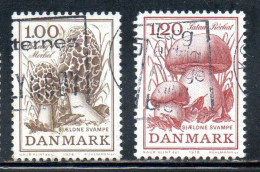 DANEMARK DANMARK DENMARK DANIMARCA 1978 MUSHROOMS EDIBLE MOREL AND SATAN COMPLETE SET SERIE USED USATO OBLITERE' - Gebraucht
