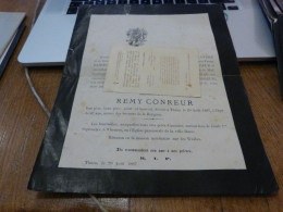 Lettre Décès  Rémy Conreur   Thuin 1887  Familles Tournay Hecq Berteaux - Obituary Notices