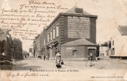 Tamines Rues De La Station Et Du Curé Animée Mur Publicitaire Voyagé En 1902 - Sambreville