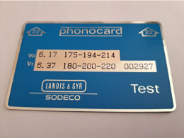 NETHERLANDS  T 001 / / SODECO TEST /   TEST CARD /  LANDYS & GYR/ ARROW NO  22 /  NO SERIE NR !! /     ** 16658** - [4] Test- U. Dienstkarten