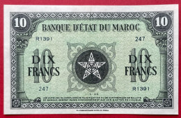 N°72 BILLET DE BANQUE DE 10 FRANCS DU MAROC 1/3/1944 SUP+/XF+/Pr SPL/AU- - Marokko