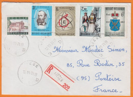 Belgique    Lettre Recommandée De LIEGE  Avec 5  Timbres 1971   Pour 95 PONTOISE - Cartas & Documentos
