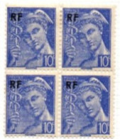 FRANCE    -   1944 .  Y&T N° 657 *. Bloc De 4.   Taches Diverses ,  Impression  Défectueuse - Unused Stamps