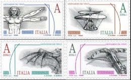 Italy Italia 2015 Leonardo Da Vinci High Face Value Definitives Set Of 4 Stamps MNH - 2011-20: Mint/hinged