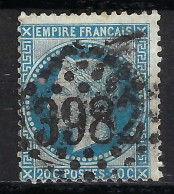 FRANCE Classique, B Obl. GC Des Villes Sur TP Isolés: GC 3982 (TOULOUSE,1) Sur Y&T 29B - 1863-1870 Napoléon III Con Laureles