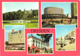 DRESDEN, SAXONY, MULTIPLE VIEWS, ARCHITECTURE, CASTLE, SHIPS, CARS, FOUNTAIN, GERMANY, POSTCARD - Dresden