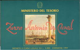 1997 Italia - 5.000 Lire Canaletto - Cartoncino Ufficiale - FDC - 500 Lire