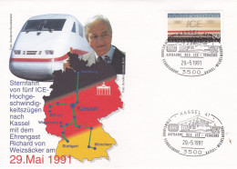 BRD,1991, Erinnerungsumschlag Mit Nr.1530 "Sternfahrt Von 5 ICE Zügen Nach Kassel" - Cartas & Documentos