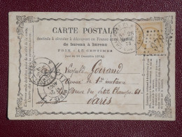 FRANCE CARTE  RR 1863 PETIT BUREAU CHAUMONT  A PARIS +CERES 15C  LOS 978+ AFF. INTERESSANT. DP8+ - 1849-1876: Période Classique