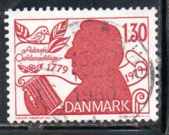 DANEMARK DANMARK DENMARK DANIMARCA 1979 ADAM OEHLENSCHLAGER 130o USED USATO OBLITERE' - Used Stamps